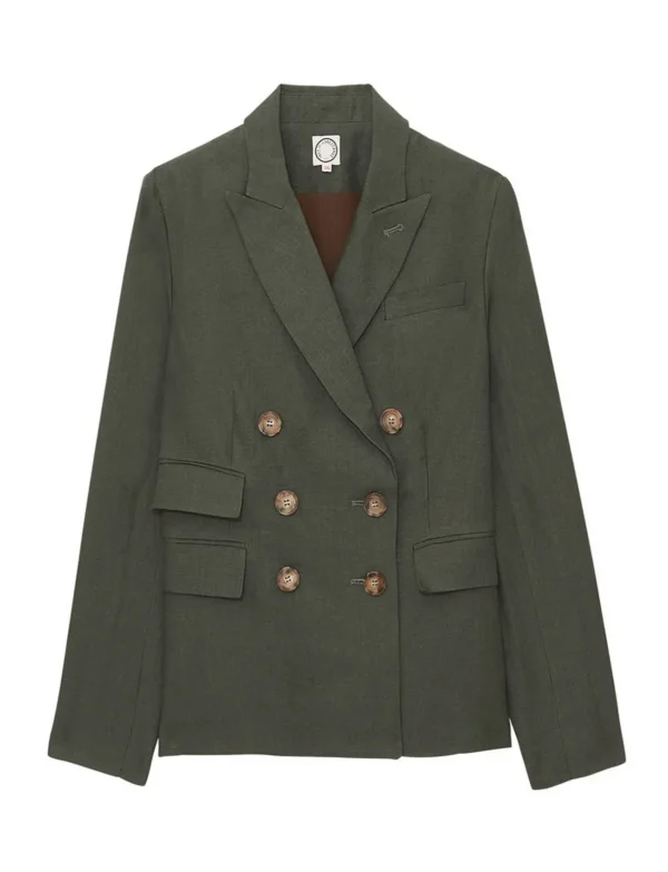 Store Ines de la Fressange Paris Maurice jacket in dark green linen