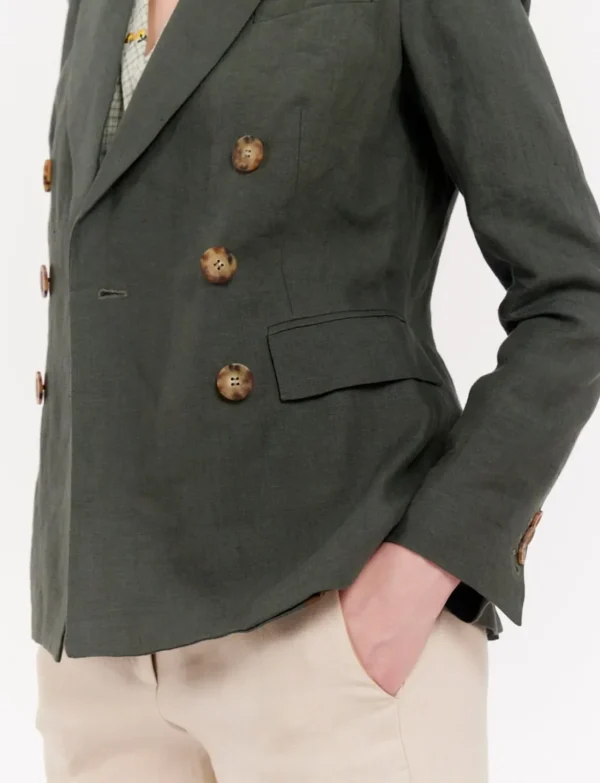 Store Ines de la Fressange Paris Maurice jacket in dark green linen