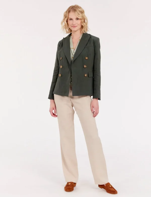 Store Ines de la Fressange Paris Maurice jacket in dark green linen