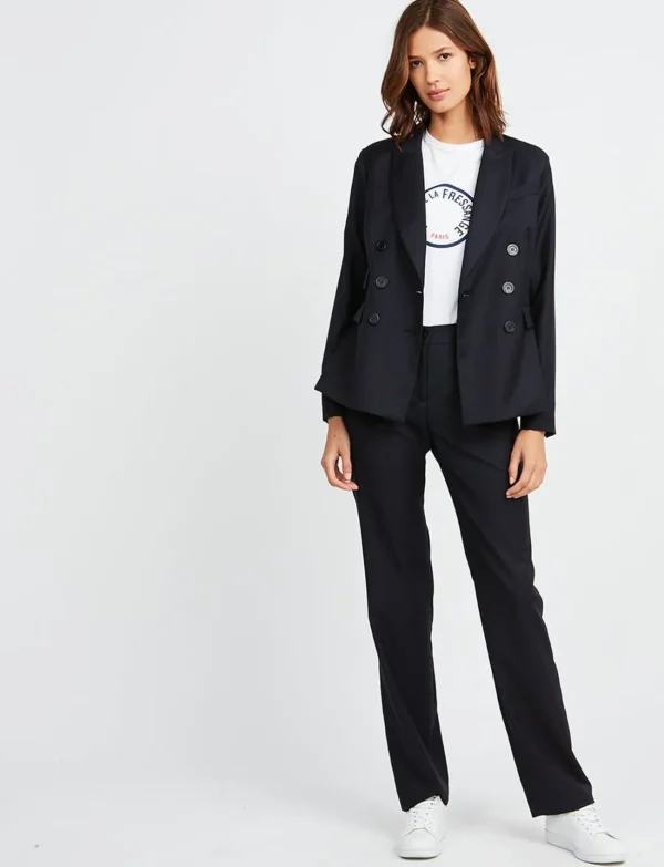 Discount Ines de la Fressange Paris Maurice wool jacket navy blue