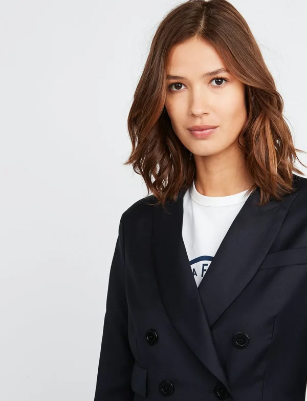 Discount Ines de la Fressange Paris Maurice wool jacket navy blue