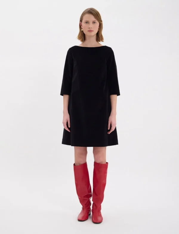 Best Sale Ines de la Fressange Paris Megan dress in smooth black velvet