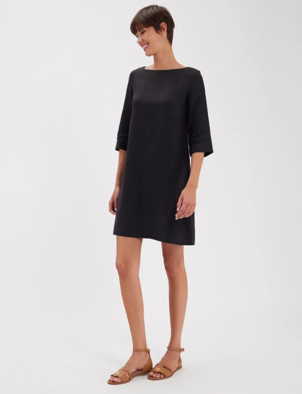 Hot Ines de la Fressange Paris Megane black linen dress