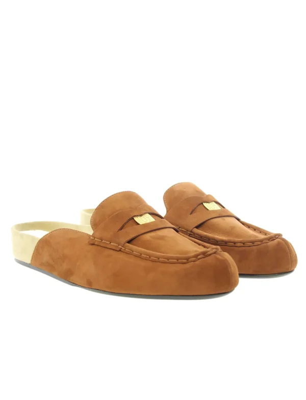 Best Ines de la Fressange Paris Moccasin mule Flavie cognac leather