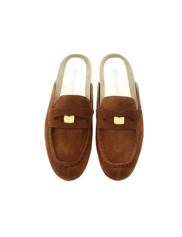 Best Ines de la Fressange Paris Moccasin mule Flavie cognac leather