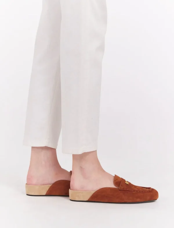 Best Ines de la Fressange Paris Moccasin mule Flavie cognac leather