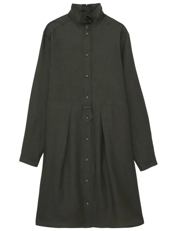 Hot Ines de la Fressange Paris Monica dress in dark green linen