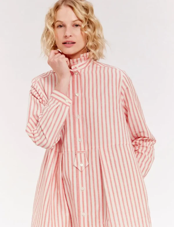 Store Ines de la Fressange Paris Monica dress in red and white striped linen