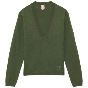 Flash Sale Ines de la Fressange Paris Morgana fine knit sweater, khaki