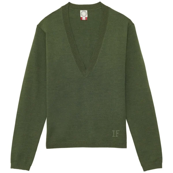 Flash Sale Ines de la Fressange Paris Morgana fine knit sweater, khaki