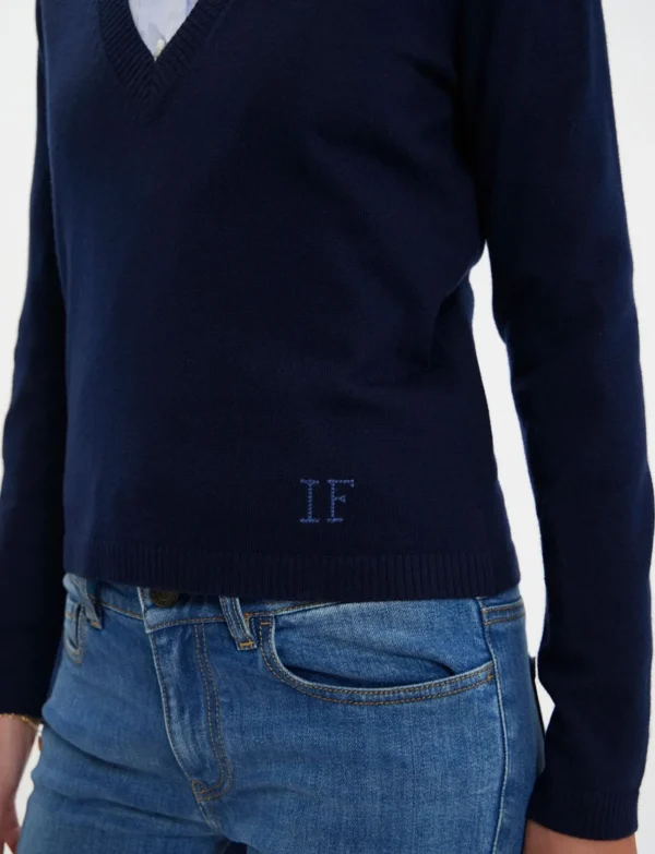 Outlet Ines de la Fressange Paris Morgana navy sweater