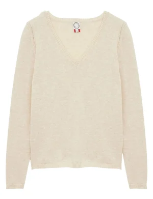 Cheap Ines de la Fressange Paris Morgane beige wool and cashmere sweater