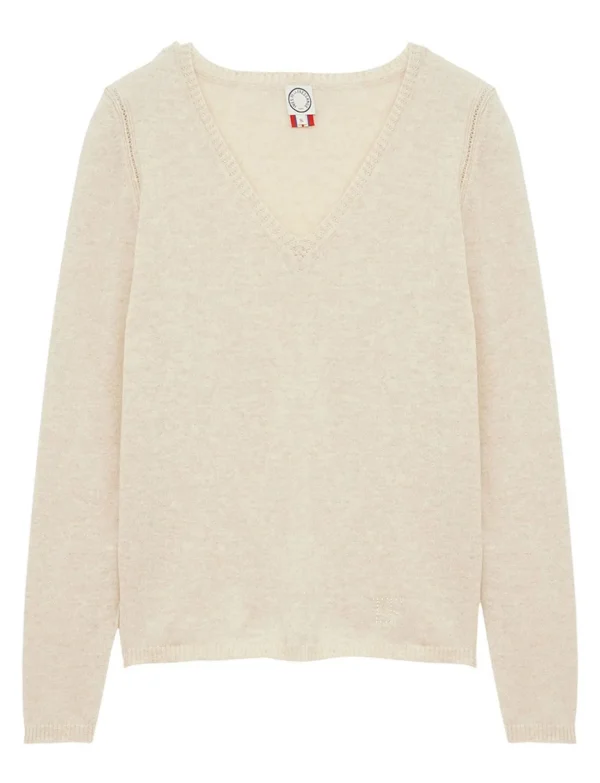 Cheap Ines de la Fressange Paris Morgane beige wool and cashmere sweater