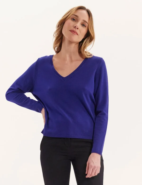 Best Sale Ines de la Fressange Paris Morgane blue wool and cashmere sweater