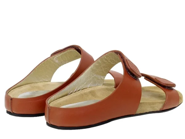 New Ines de la Fressange Paris Mules Delia cognac leather