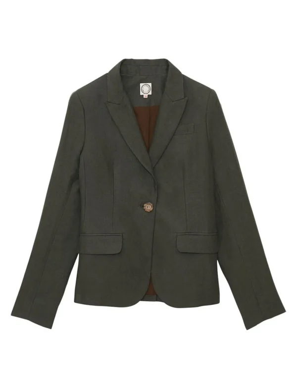 Cheap Ines de la Fressange Paris Nicoletta jacket in dark green linen