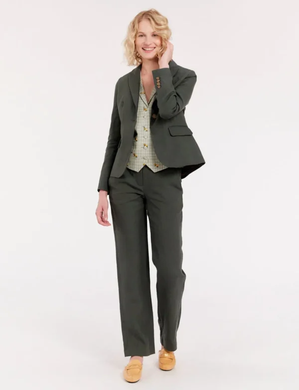 Cheap Ines de la Fressange Paris Nicoletta jacket in dark green linen