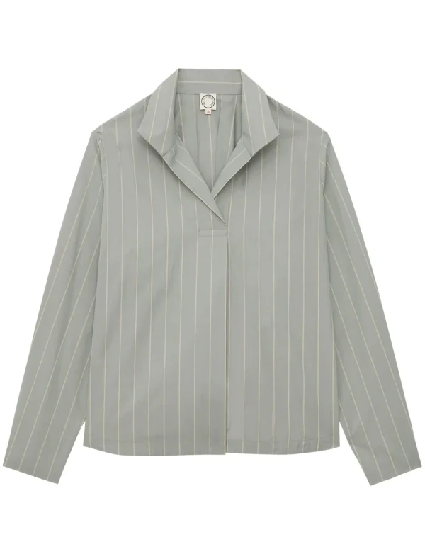 Discount Ines de la Fressange Paris Noa almond-green top with fine stripes