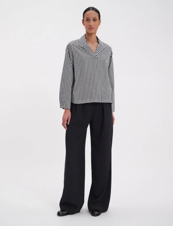 Outlet Ines de la Fressange Paris Noa black and white gingham check top