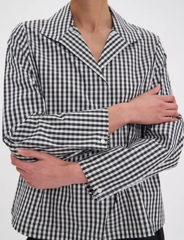 Outlet Ines de la Fressange Paris Noa black and white gingham check top