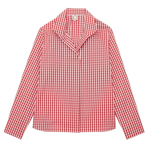 Fashion Ines de la Fressange Paris Noa red and white gingham check top