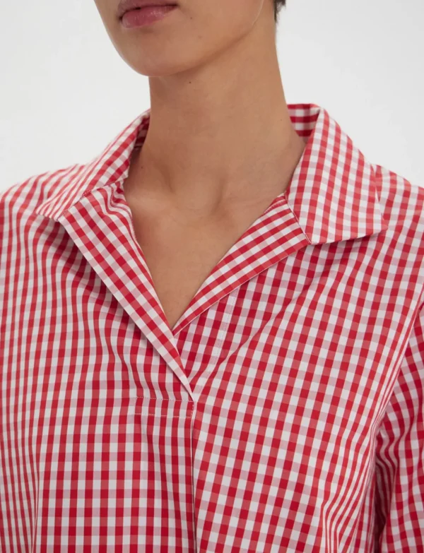 Fashion Ines de la Fressange Paris Noa red and white gingham check top