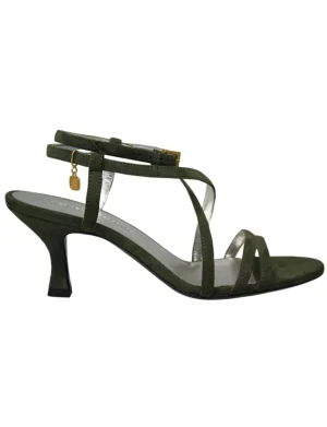 Best Ines de la Fressange Paris Olive green leather sandals