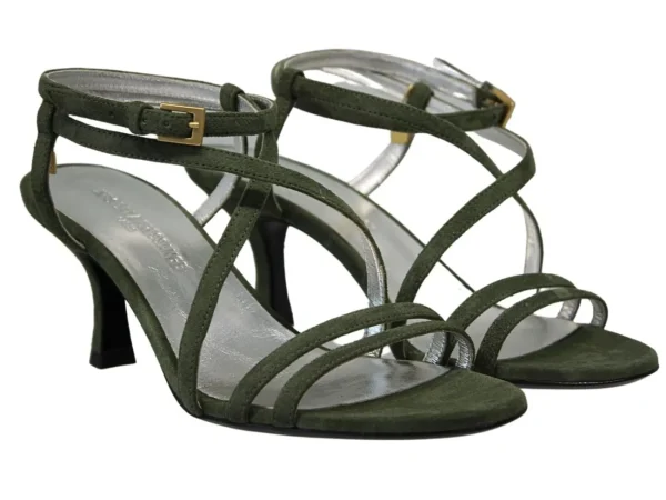 Best Ines de la Fressange Paris Olive green leather sandals