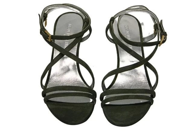 Best Ines de la Fressange Paris Olive green leather sandals