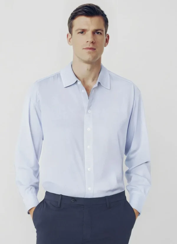 New Ines de la Fressange Paris Olivier light blue shirt for men