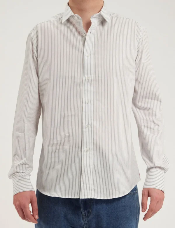 Online Ines de la Fressange Paris Olivier men's white shirt with blue stripes