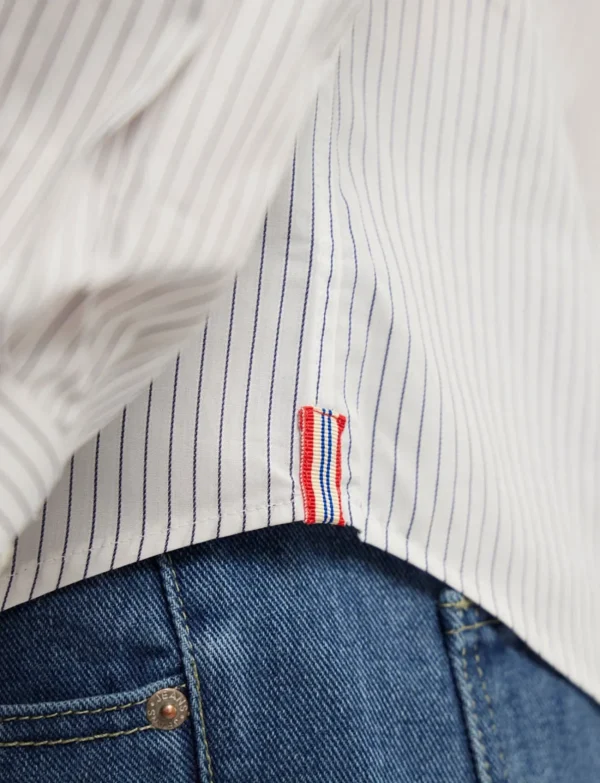 Online Ines de la Fressange Paris Olivier men's white shirt with blue stripes