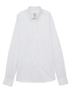 Flash Sale Ines de la Fressange Paris Olivier white men's shirt with fine stripes