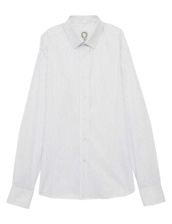 Flash Sale Ines de la Fressange Paris Olivier white men's shirt with fine stripes