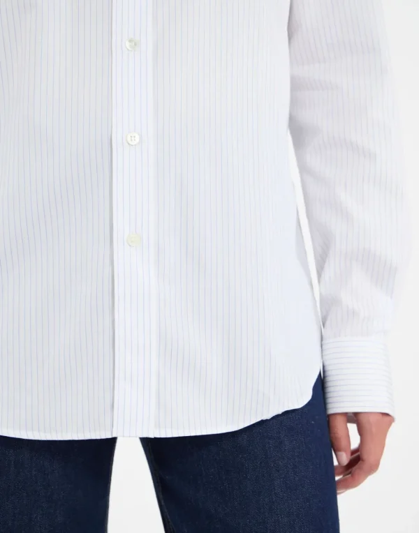 Flash Sale Ines de la Fressange Paris Olivier white men's shirt with fine stripes