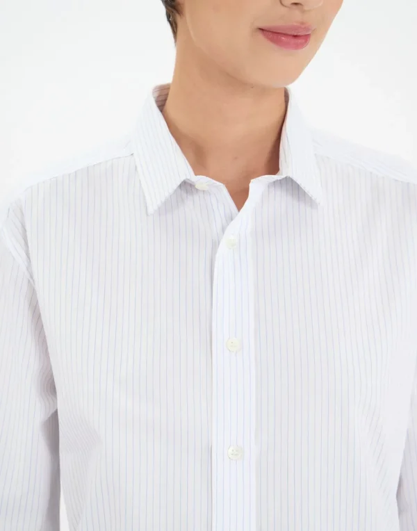 Flash Sale Ines de la Fressange Paris Olivier white men's shirt with fine stripes