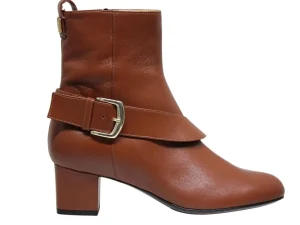 Best Ines de la Fressange Paris Olympia ankle boot with brown leather heel