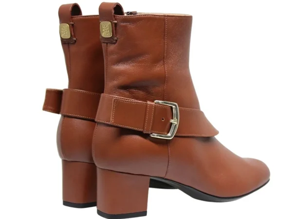 Best Ines de la Fressange Paris Olympia ankle boot with brown leather heel