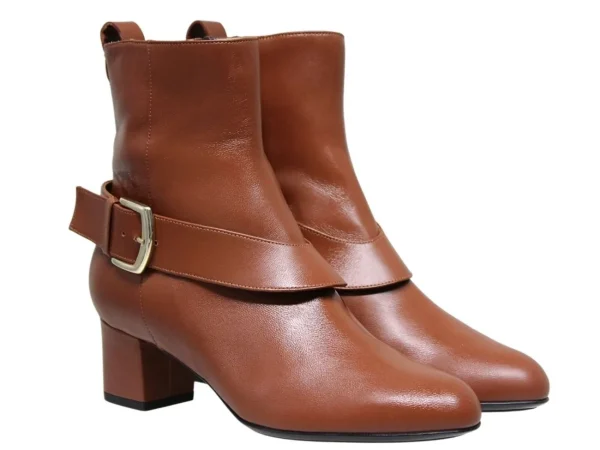 Best Ines de la Fressange Paris Olympia ankle boot with brown leather heel