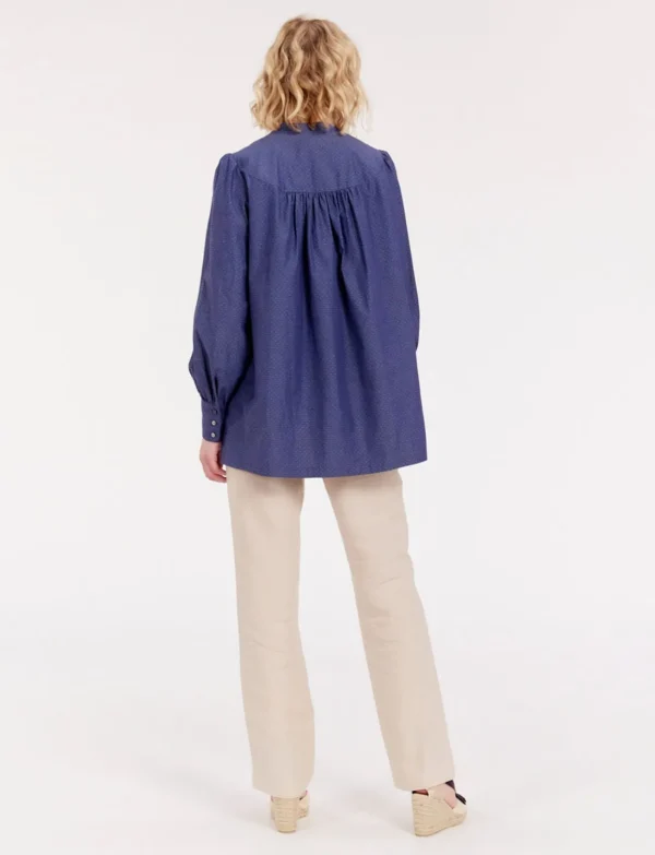 Hot Ines de la Fressange Paris Ornella blue denim blouse