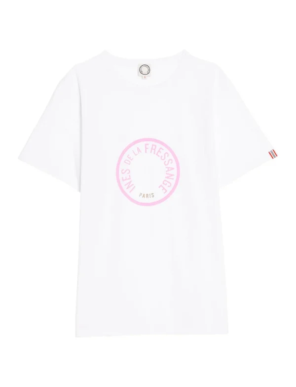 Online Ines de la Fressange Paris Oscar white logo pink t-shirt