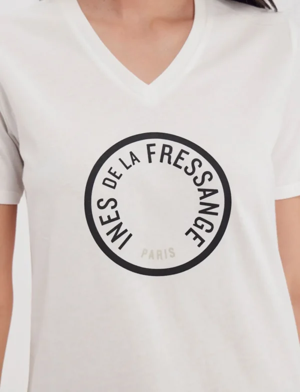 Best Sale Ines de la Fressange Paris Pia Tee Shirt white black logo