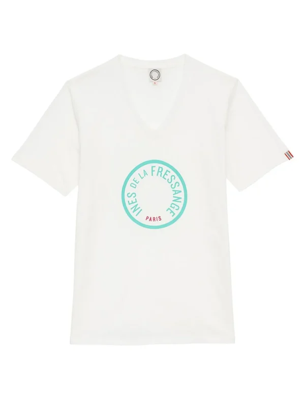 Hot Ines de la Fressange Paris Pia white logo turquoise tee shirt