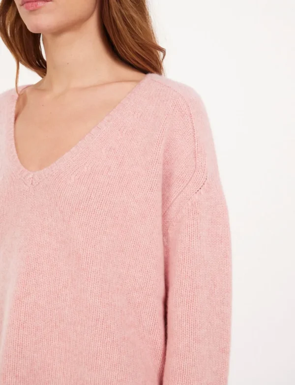 Outlet Ines de la Fressange Paris Pink V-neck sweater with hammer sleeves x Notshy