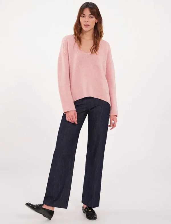 Outlet Ines de la Fressange Paris Pink V-neck sweater with hammer sleeves x Notshy