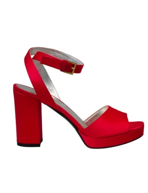 Fashion Ines de la Fressange Paris Platform sandals in red silk