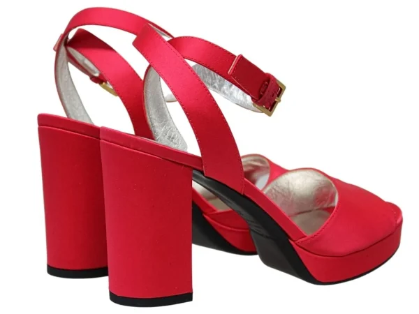 Fashion Ines de la Fressange Paris Platform sandals in red silk