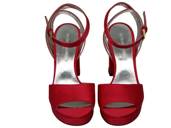 Fashion Ines de la Fressange Paris Platform sandals in red silk