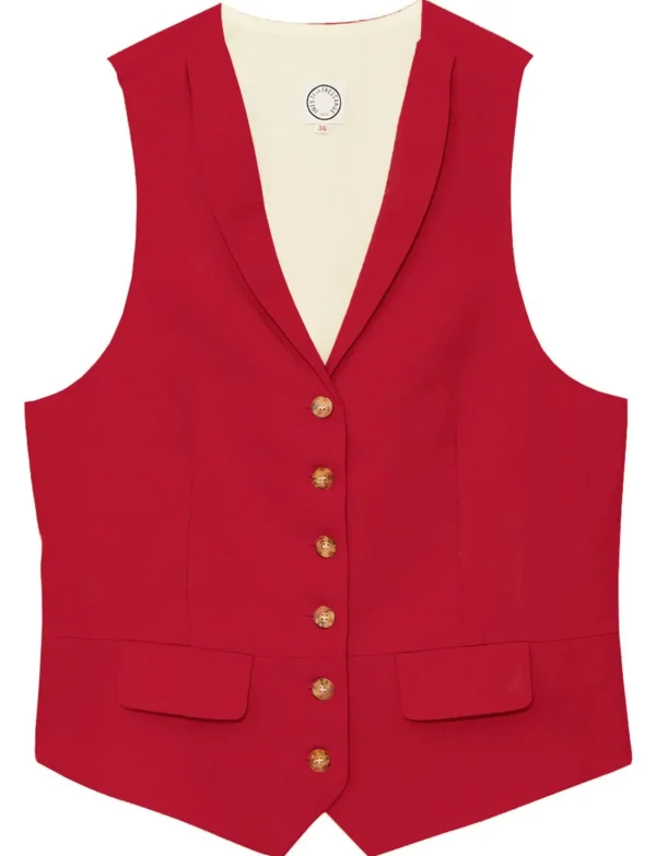 Fashion Ines de la Fressange Paris Raspberry linen Robinson cardigan