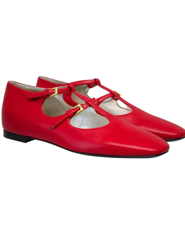 Discount Ines de la Fressange Paris Red leather slippers